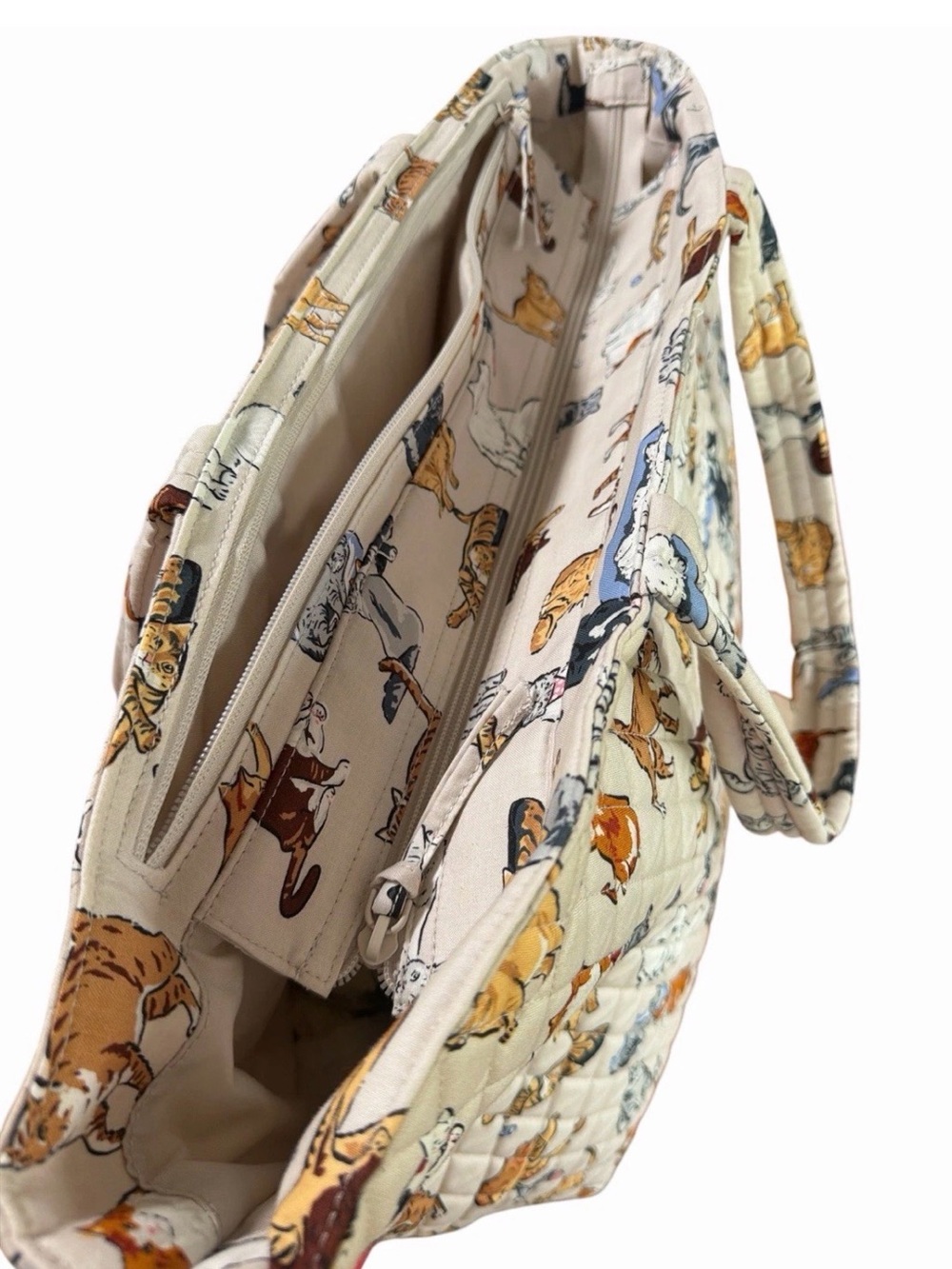 Vera Bradley Large Travel Tote A Cat's Life Zip Top Quilted Cotton Bag Kitty NWT - Picture 5 of 9